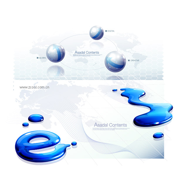 水滴组成的E矢量素材