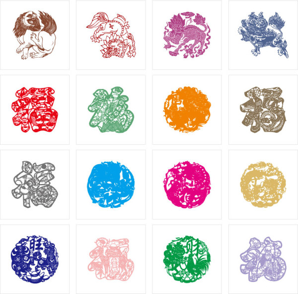 古典剪纸矢量素材