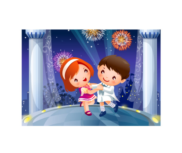 儿童跳舞运动矢量素材