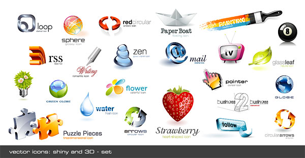 超酷立体水晶效果图标矢量素材