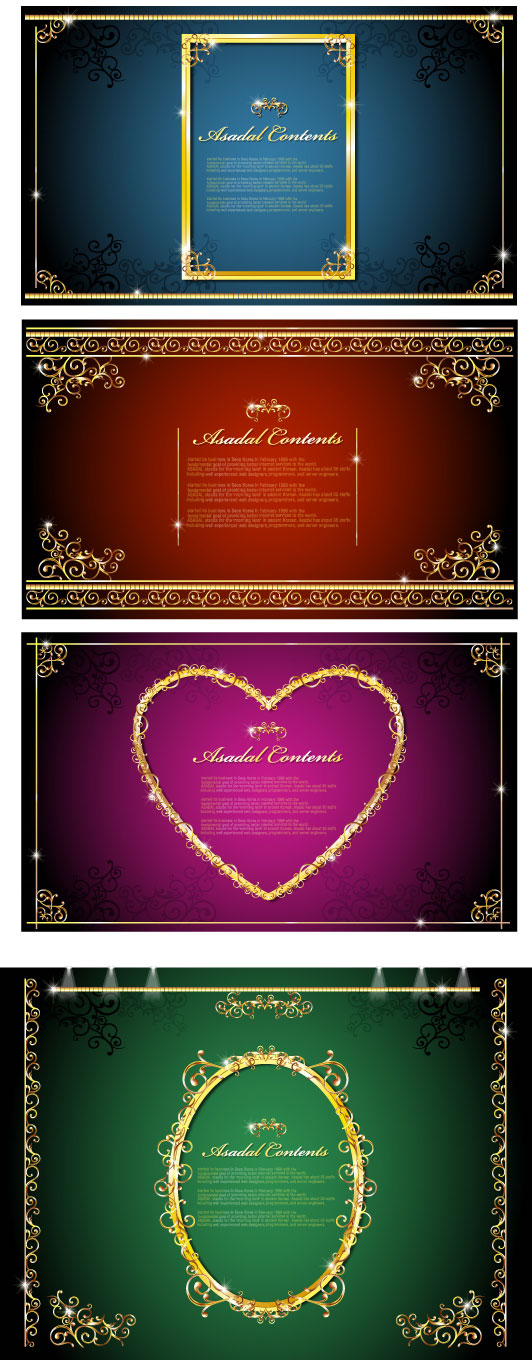 华丽金色花边边框矢量素材-1