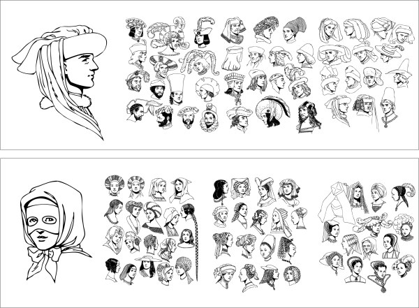 文艺复兴时期传统人头像矢量素材