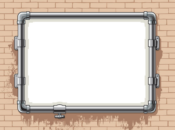 墙壁上的水管画框矢量素材