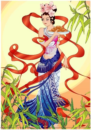 中秋嫦娥仙女矢量素材-1