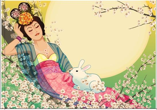 中秋嫦娥仙女矢量素材-2