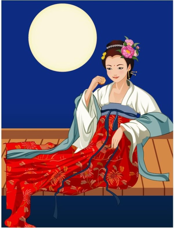 中秋嫦娥仙女矢量素材-12