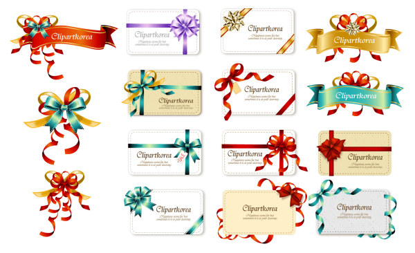 蝴蝶结丝带卡片矢量素材