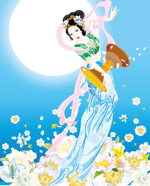 飞天仙女矢量图片-3