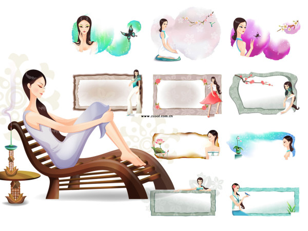 精典花边框 古典美女系列3（11P）