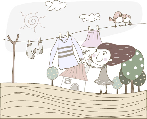 可爱线条插画矢量素材-1