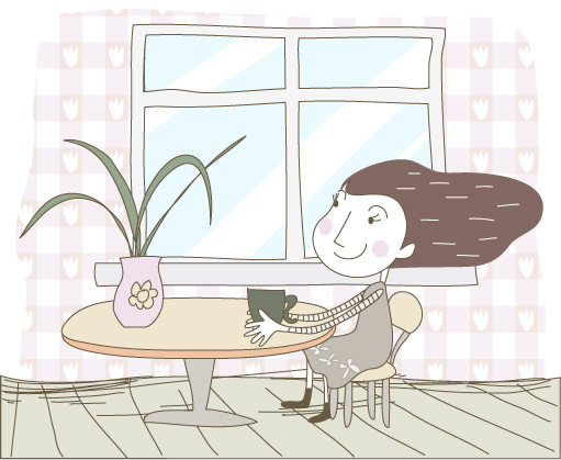 可爱线条插画矢量素材-8