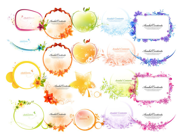 5款各种形状的花边边框矢量素材