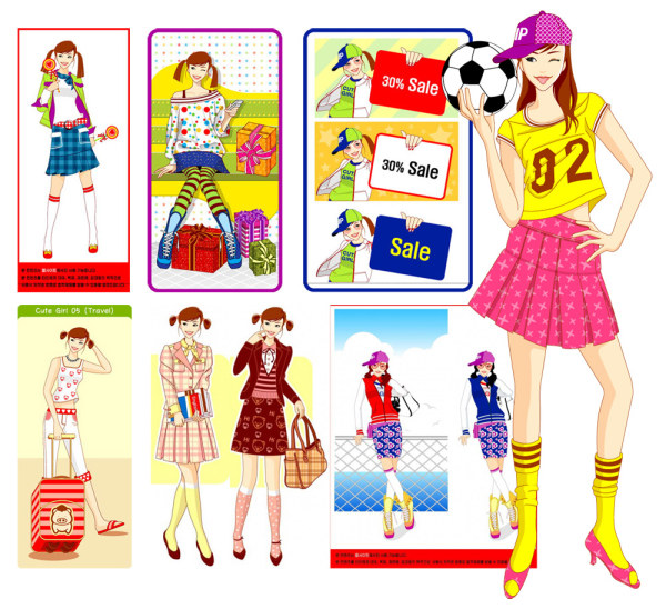 CUTE&nbsp;GIRL系列矢量女孩（8P）