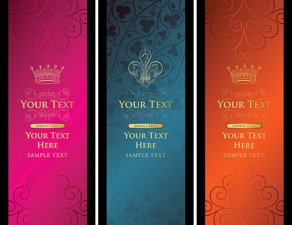 竖立欧式花纹皇冠banner矢量素材