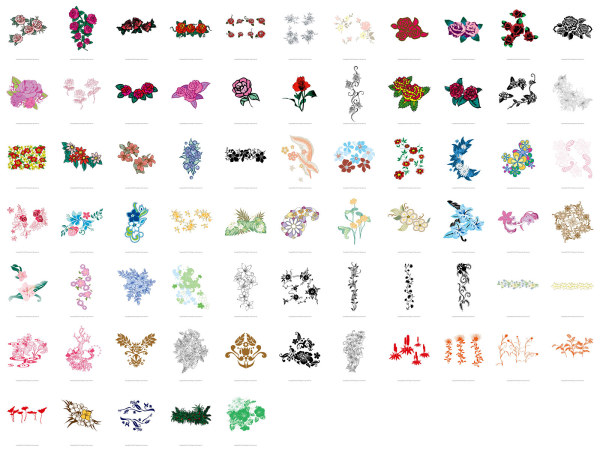 潮流花朵花纹主题矢量素材（71款）