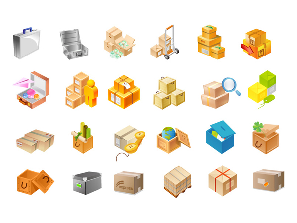纸箱子矢量图标之二