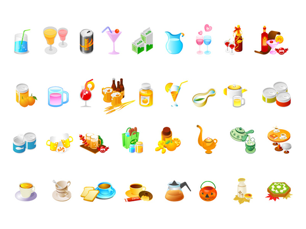 饮品与茶点小集矢量素材