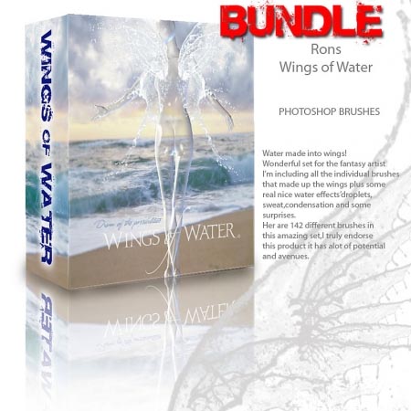 Rons&nbsp;公司出品的高清晰精美水花翅膀、飞溅的水PS系列笔刷&nbsp;(之二)&nbsp;