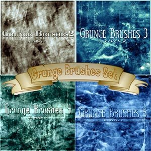 5款陈旧、褶皱、颓废PS笔刷套装（高清）