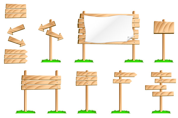 木板公告牌指示牌矢量素材