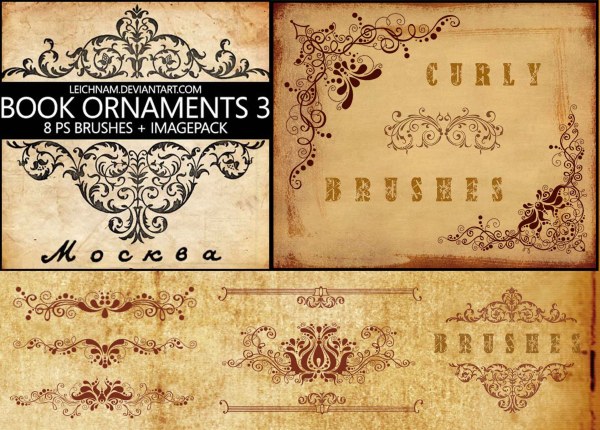 二款复古欧式花纹ps笔刷