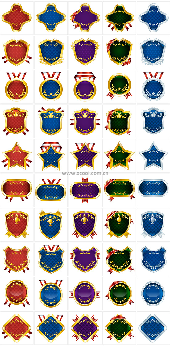 50个标签吊牌丝带奖章矢量素材