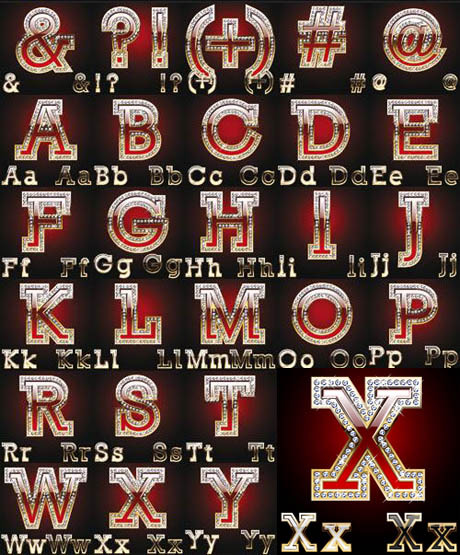 嵌入钻石的英文字母矢量素材