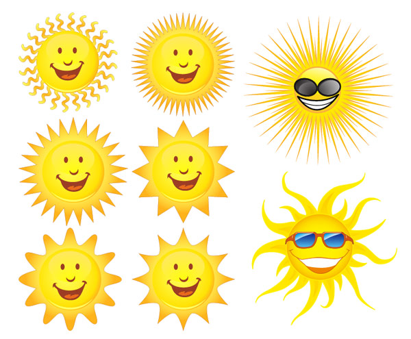 可爱的太阳表情矢量素材