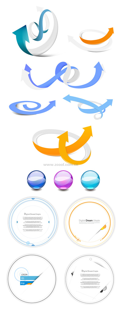 箭头水晶球卡片矢量素材