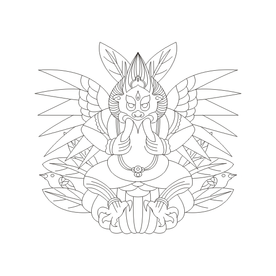 云南丽江纳西族大神大鹏鸟矢量素材