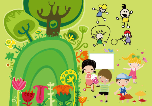 可爱儿童插画矢量素材