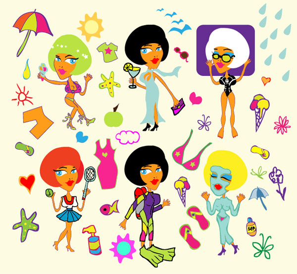 休闲女性矢量素材