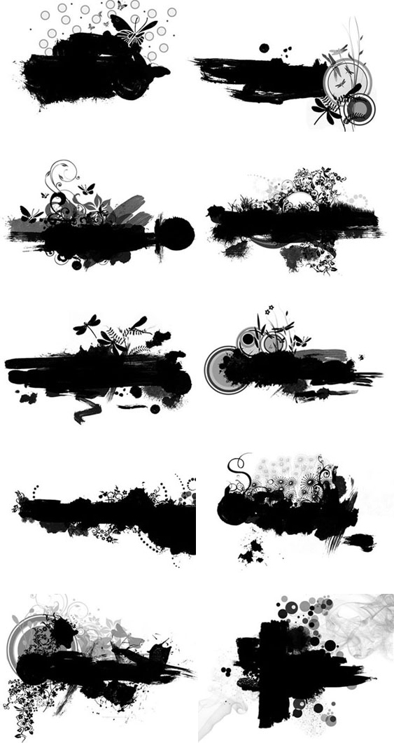 10款高清晰漂亮的墨迹花纹笔刷