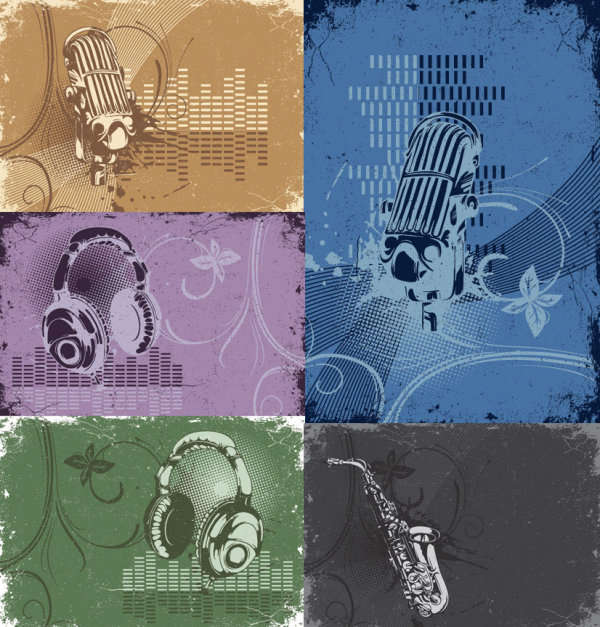 复古音乐主题矢量素材