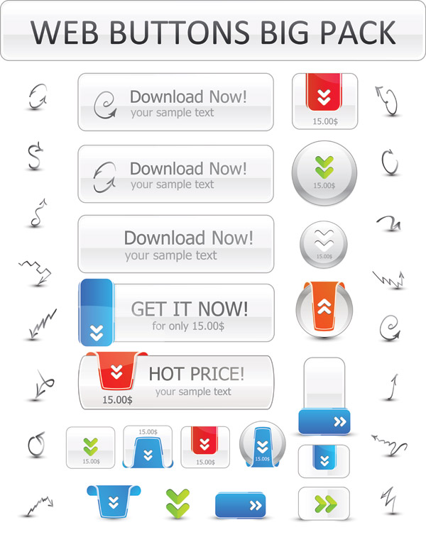 web2.0下载按钮图标矢量素材