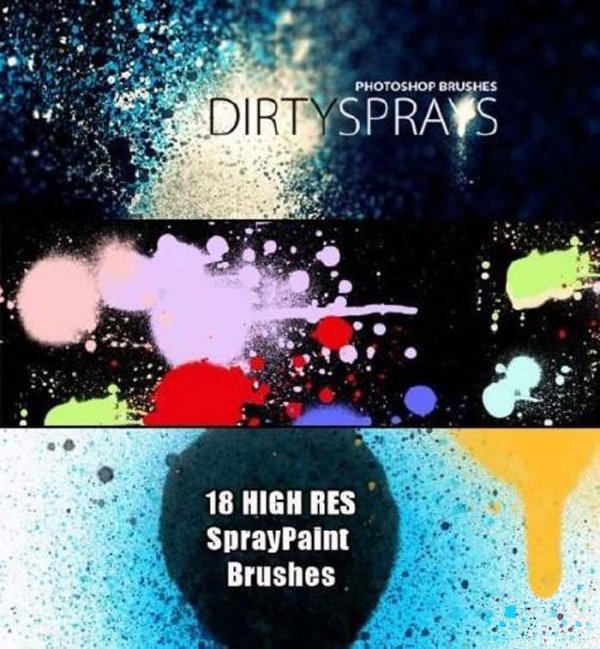 18款高清晰颜料滴溅、喷溅、泼溅PS笔刷