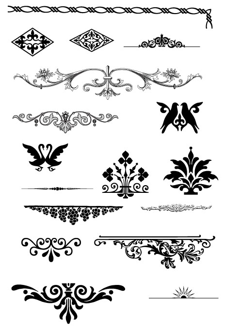 欧式华丽花纹元素矢量素材