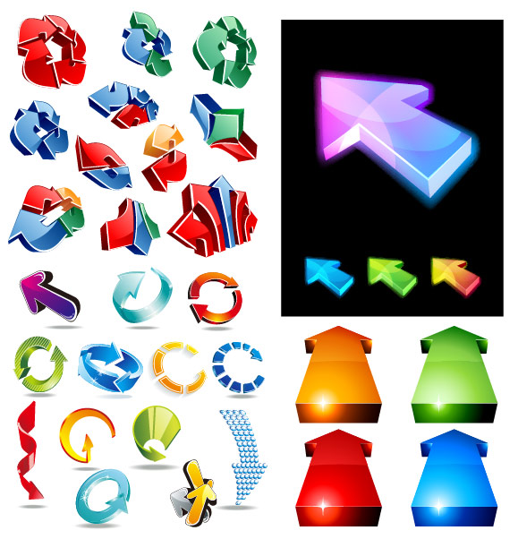 漂亮立体箭头图标矢量素材