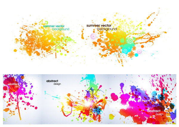 幻彩墨迹矢量素材