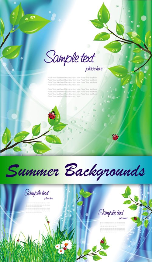 绿叶瓢虫主题矢量素材