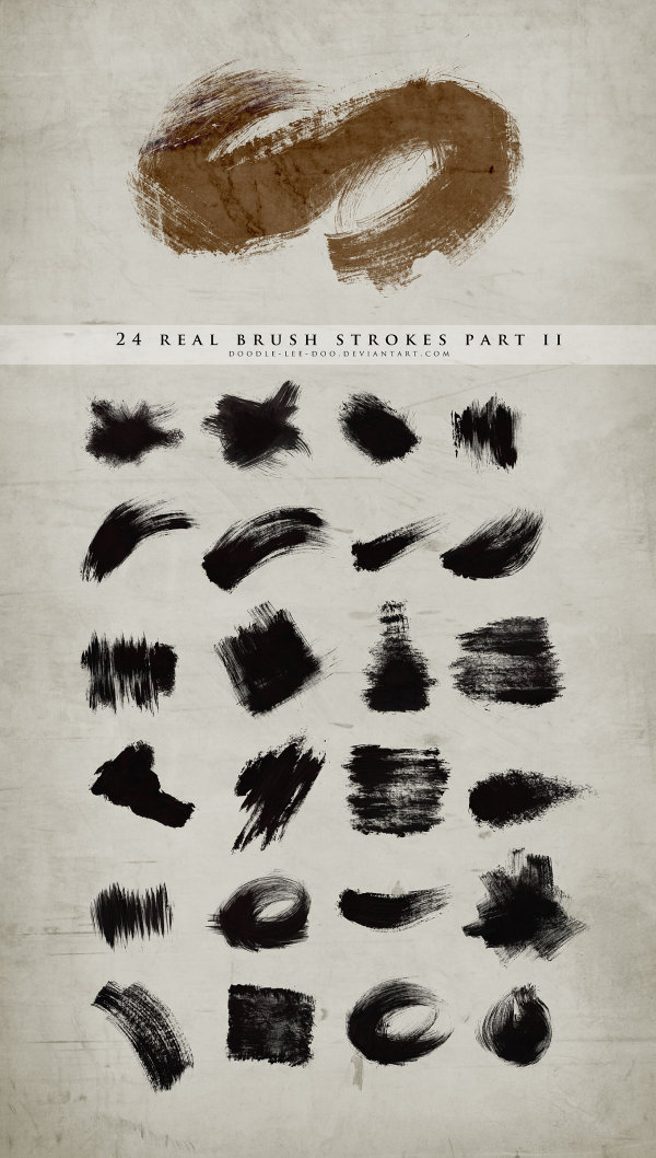 高清晰手绘书法、绘画、拖尾、涂抹真实笔触PS专用笔刷&nbsp;(之二)