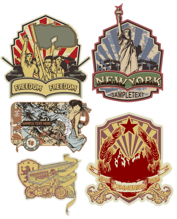 【复古】个性labei矢量素材