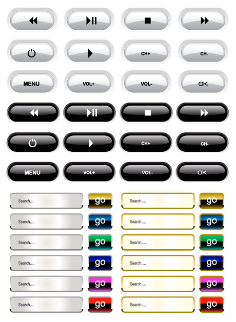 播放按钮与搜索框矢量素材