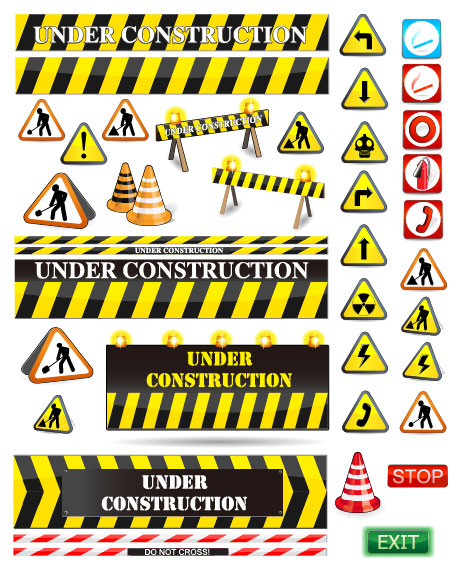 道路警示标识矢量素材