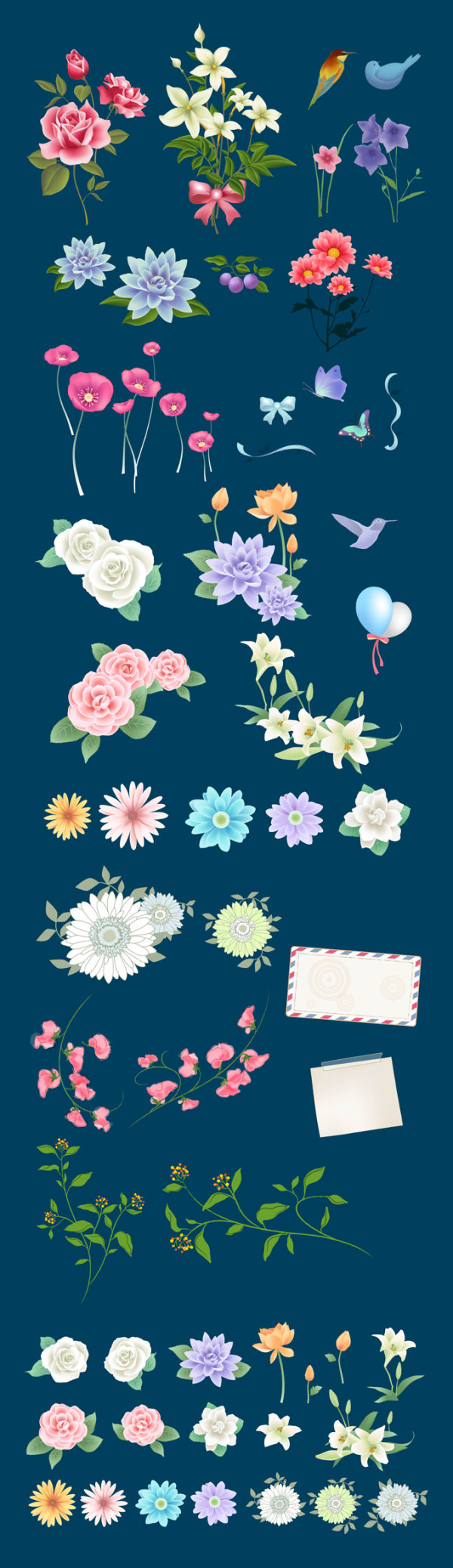 百合玫瑰等矢量素材