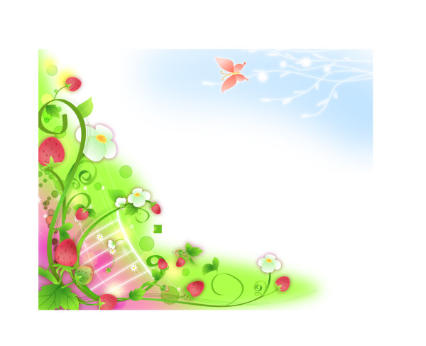 边框花纹&nbsp;Border&nbsp;floral&mdash;&mdash;草莓藤矢量素材