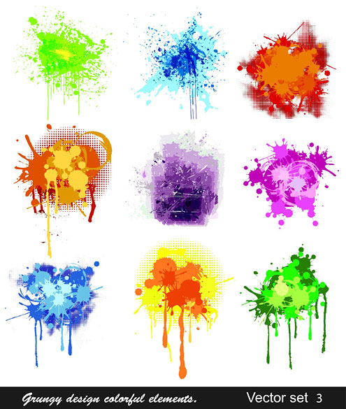 几款彩色墨滴矢量素材