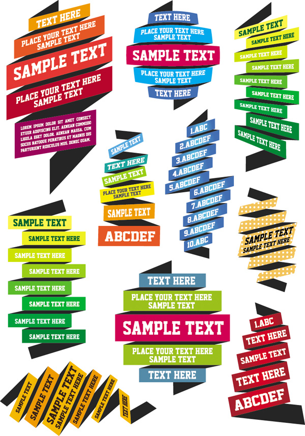 彩色丝带绸带矢量素材