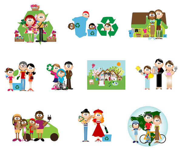环保卡通人物&mdash;矢量素材