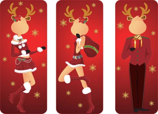 圣诞麋鹿绅士矢量素材